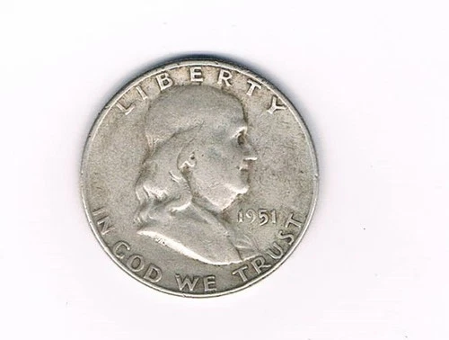 1951 S Franklin Half Dollar - VF+ Condition. 90% silver. Inv#222