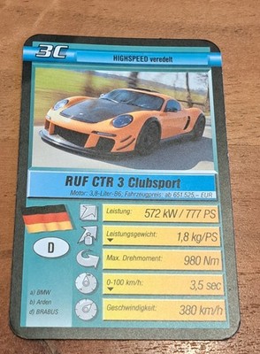 Porsche RUF CTR 3 Clubsport - 3C - Einzelkarte - Quartett (10A)
