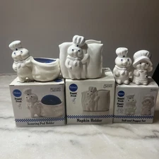 1988 Pillsbury Poppin Fresh Doughboy.. Napkin Holder, Salt N Pepper, Pad Holder