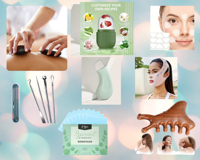 Home Beauty Skincare -Ice Roller, Gua Sha, Hot Stones, Face Mask, Blotting Paper