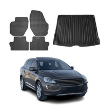Fußmatten & Kofferraumwanne Set für Volvo XC60 2009-2019 Gummi Schwarz 5x