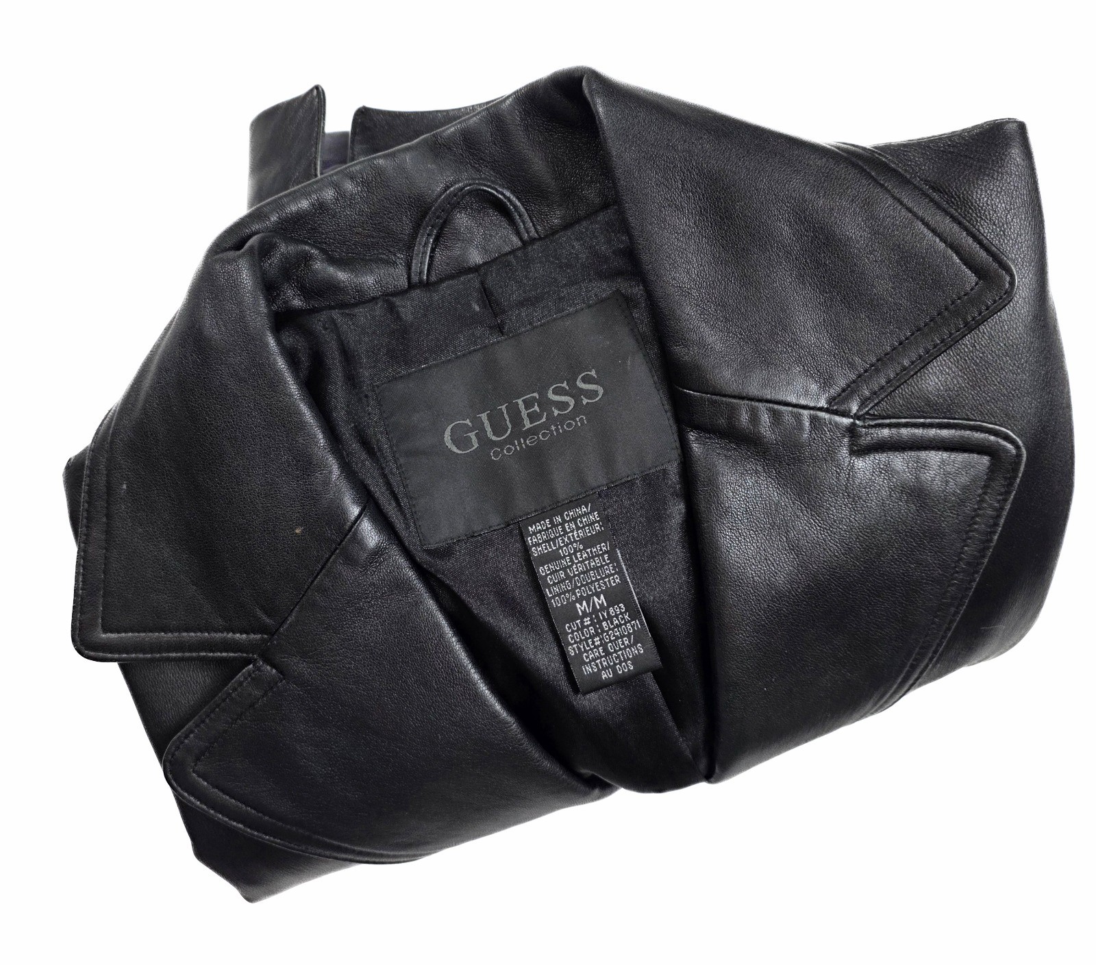 Guess Black Front Button Side Pocket Leather Blaz… - image 3