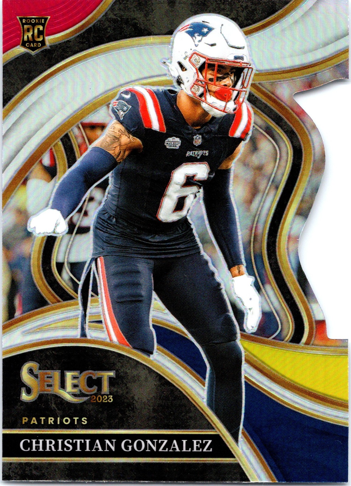 2023 Panini Select #286 Christian Gonzalez Red and Yellow Prizms Die Cuts