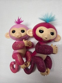 WowWee Fingerlings Glitter Monkey Lot of 2 Pink Interactive Baby Pets Tested