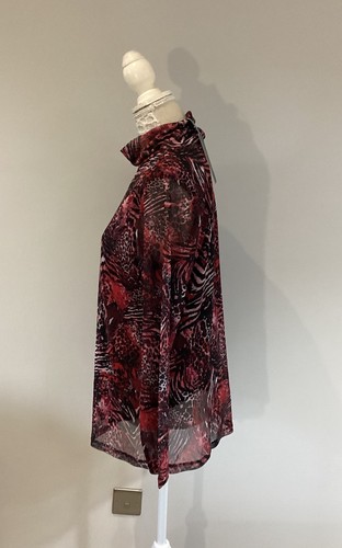 Ruth Langsford Funnel Neck Mesh Sleeve Top Red Animal Size Large BNWT RRP £39.96 - Picture 4 of 6