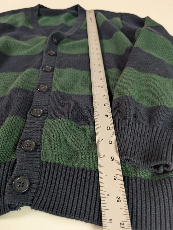 Brandy Melville Green Navy Striped Knit Cardigan Button Up Sweater One Size (Fit - Image 3 of 4