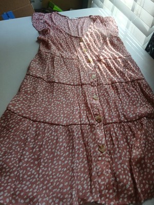 MINE Pink/White Polka Dot Fit & Flare Sundress Sleeveless Button Front L