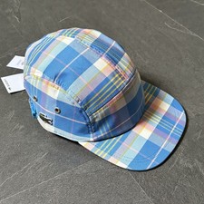 Lacoste Checked 5 Panel Cap Medium NEW NWT Blue Yellow Tartan Plaid Baseball Hat