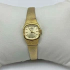 Vintage Seiko 1100-5519 Women's Gold Tone Manual Wind Watch Textured Band