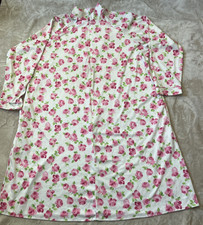ALIS BRYAN Nightgown long sleeve pink roses floral zipper-front, 2 pockets SZ M