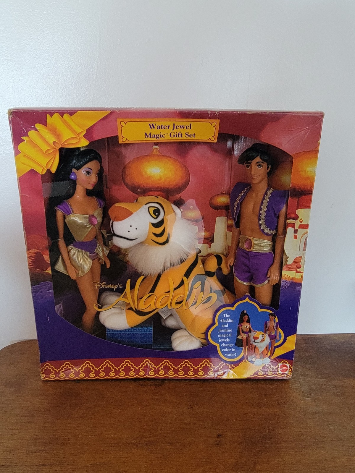 RARO 1994 Disney Aladdin Joya de Agua Magic Set de Regalo Jazmín/Rajah/Aladdin NRFB