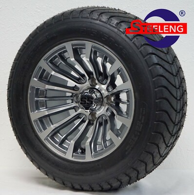 GOLF CART 12'' GUNMETAL MATADOR WHEELS and 215/50-12 COMFORT RIDE DOT TIRES(4) 