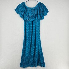 Soft Surroundings Senorita Off Shoulder Womens Dress XS Blue Crochet Trim FLAW