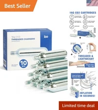 Versatile 16g CO2 Cartridges for Safely Inflating Bikes and Devices - 10 Pack