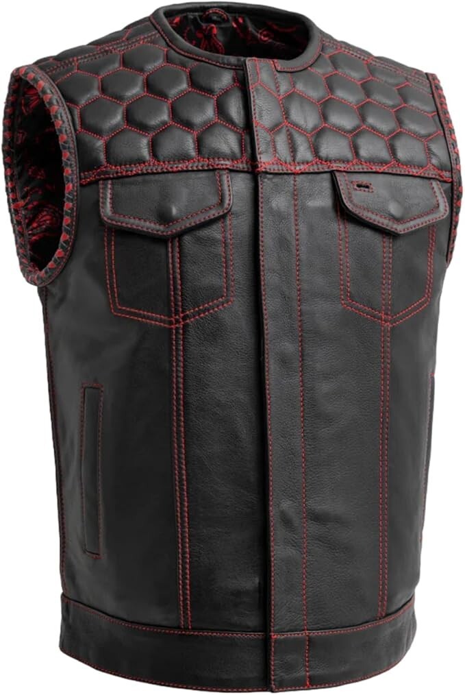 Men's Riding Biker Leather Vest - Classic Rider Hunt Club Hornet Motorcycle Vest