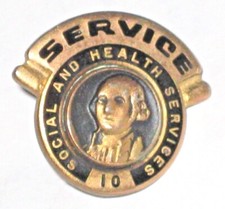 Vintage United States Social Health Services Gold Plate Lapel Tie 10 Year Pin
