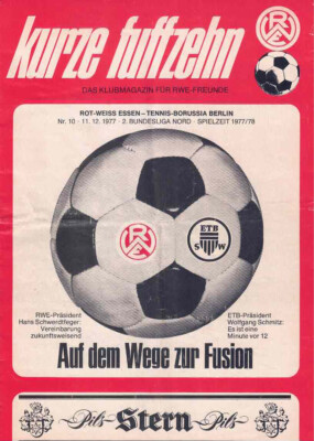 Football Programme Booklet 77/78 2nd Liga Red White Essen-Tebe Berlin