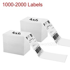1000-2000 4x6 Fanfold Direct Thermal Shipping Labels for Zebra and Rollo Printer