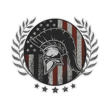 American Flag Grunge Sparta Helmet Emblem Symbol Brave Fighter Bumper Sticker 5"