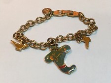 Vintage 90's Disney Aladdin Charm Bracelet Enameled Genie flanked by two Lamps