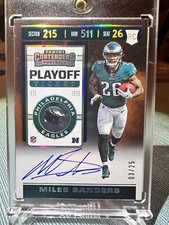 2019 Contenders Football Miles Sanders Playoff Ticket Auto #03/25 Rookie
