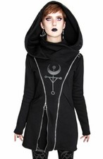 Restyle Twin Moon Oversized Hood Gothic Witchy Occult Symbols Hoodie Jacket