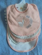 Rene Rofe Baby 5 bibs Orange White Gray Fox