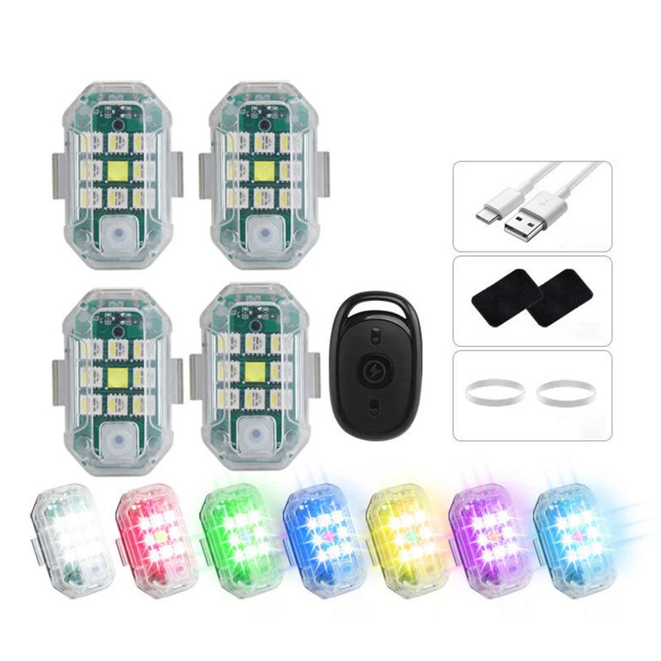 Wireless Led Strobe Lights with Remote 8 Colors USB Charging for Car Motorcycle - Image 4 of 4