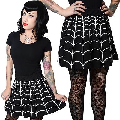 Kreepsville Web Weiß Punk Goth Rocker Szene Emo Skater Ausgestellter Rock SKWW