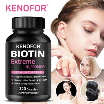 Biotin 10.000 mcg 30 bis 120 Kapseln - Hochdosiert - Haut Haare Nägel