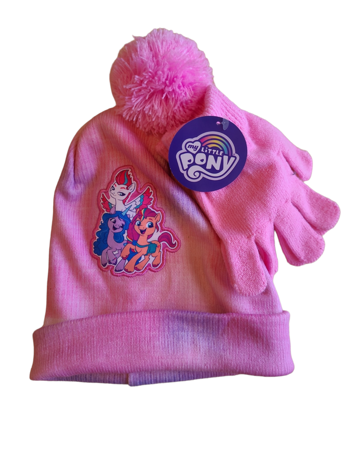 My Little Pony Pink Hat and Gloves Set Kids Size Beanie New With Tag