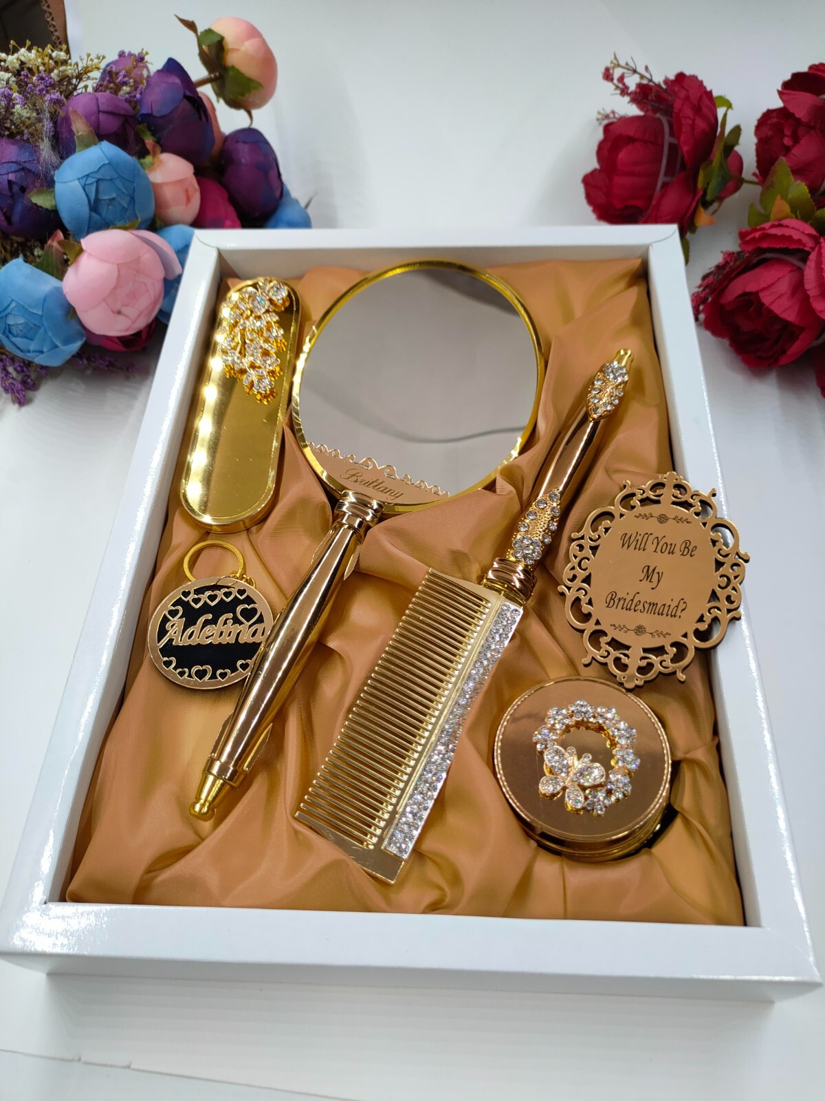 Antique Brush and Mirror Set, Makeup Mirror, Christmas Gifts for Women