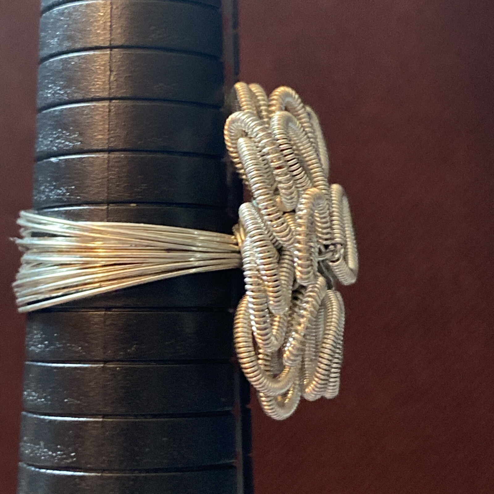 Coiled Spring Wire Statement Ring Silver Flower S… - image 3