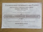 BUSINESS CARD GENERAL SUPPLIES FACTORIES MACHINE WOOD MONTBELIARD CANEL 1920