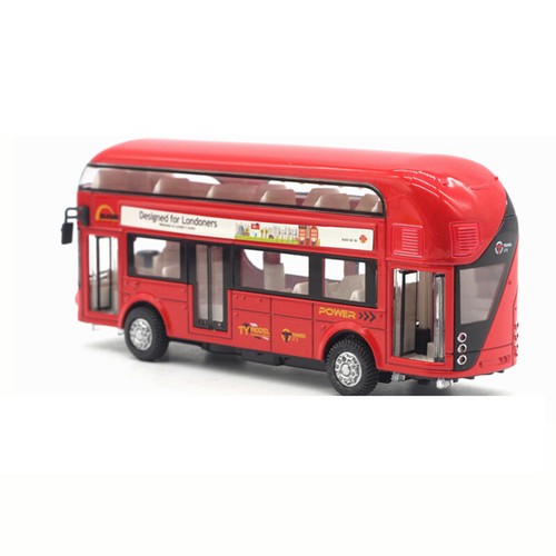 Autobús de dos pisos Londres modelo de juguete metal fundido a presión vehículo de juguete puerta abierta tirar hacia atrás - Imagen 4 de 5