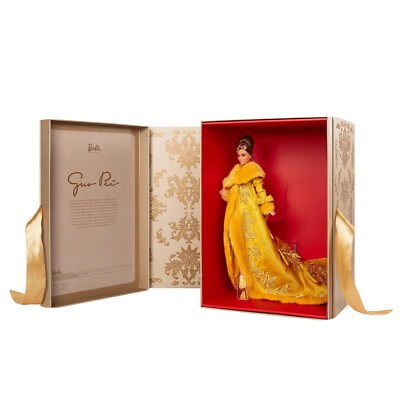 guo pei barbie doll wearing golden-yellow gown platinum label NIB in shipper
