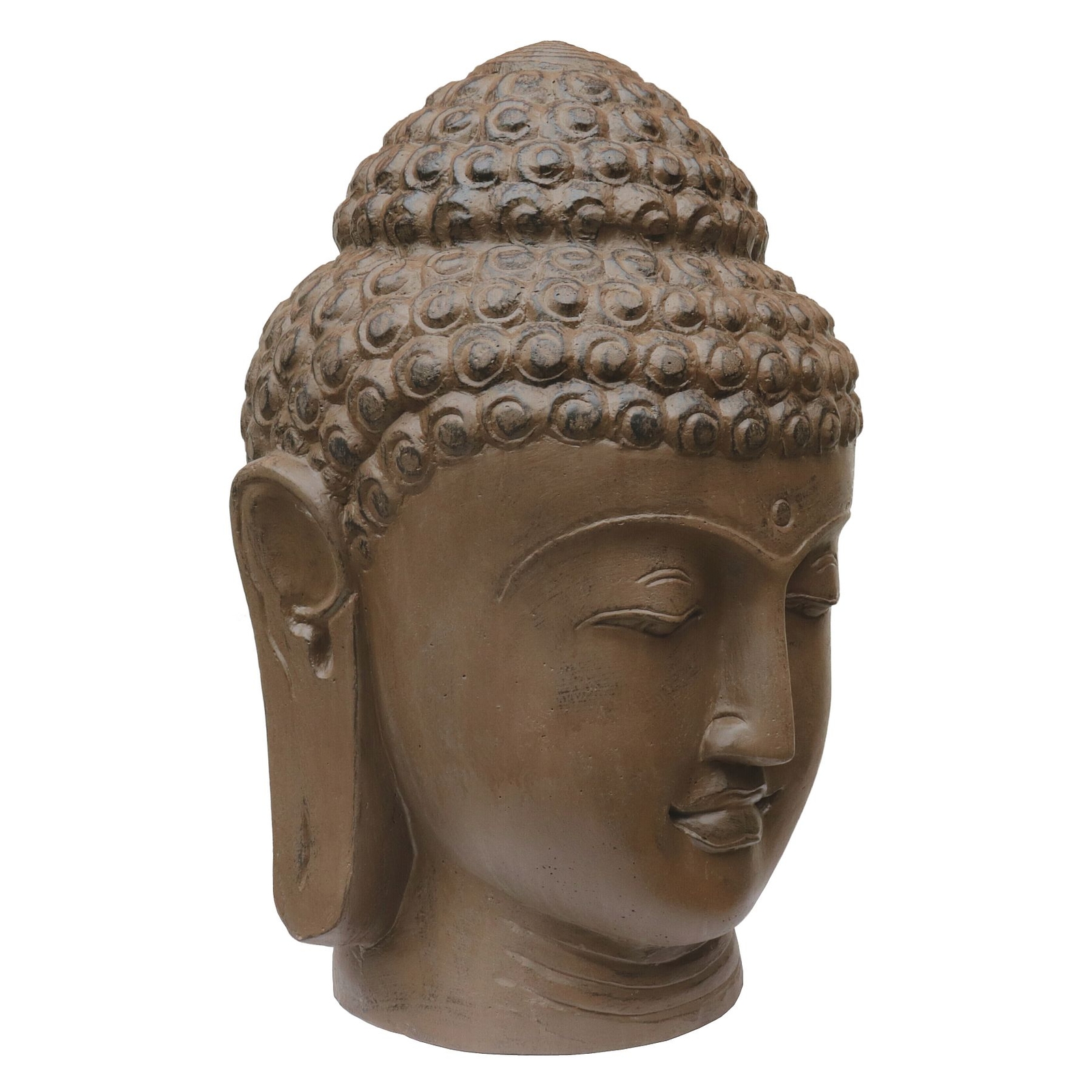 STONE Art & More Buddha-Kopf Steinstatue, 50 Cm Hoch, Frostfester Steinguss, Antique-Finish – Für Garten, Terrasse Oder Innenraum