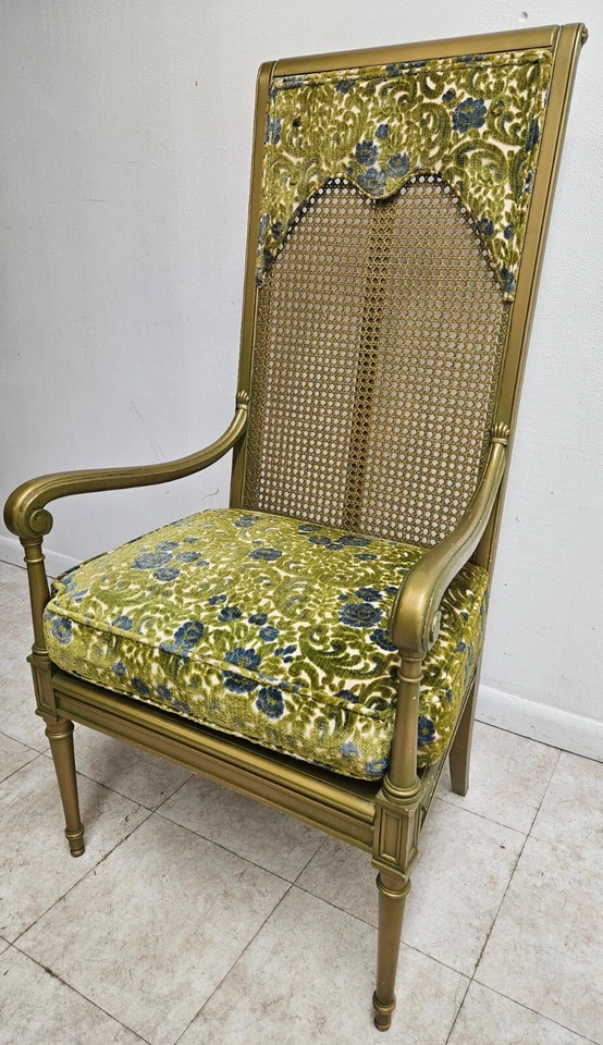 Sillón Vintage Hollywood Regency Provincial Bastón Respaldo Trono Foto 2 de 4