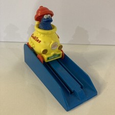 Sesame Street COOKIE MONSTER Toy Cookie Jar On Wheels 1978 Ramp