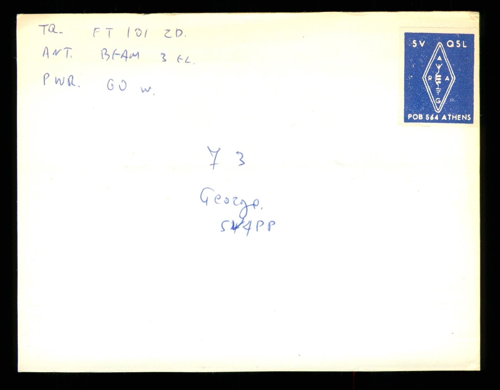1 x QSL Card Radio Greece SV4PP 1985 Larisa ≠ A945