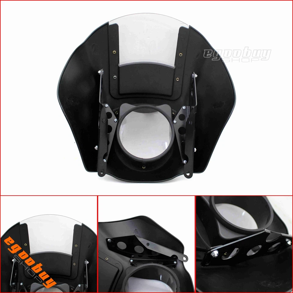 Clear Motorcycle Quarter Fairing w/Mount Bracket Kit For Harley Iron 883 XL883N - Imagem 4 de 4