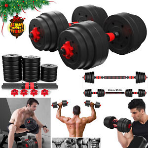 Adjustable Dumbbell Set 110lb Weight Barbell Plate Home Cap GYM Body Workout US