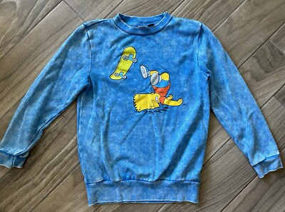 The Simpsons Tie Dye Blue Authentic Bart Skateboarding Sweatshirt Size Medium