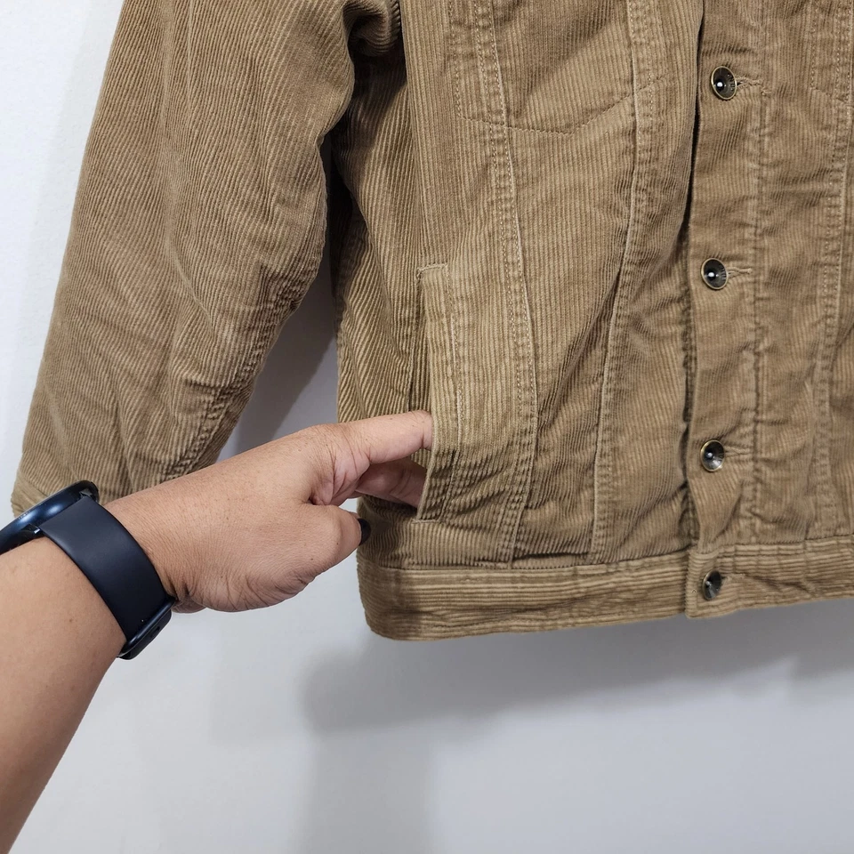 Chaqueta de Camionero Vintage Antigua Azul Marino Pana Tostada Vellón Sherpa Forrada Niños Talla M Foto 4 de 4