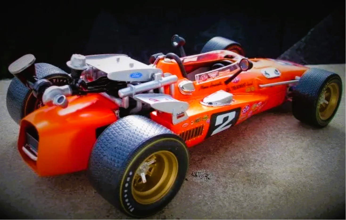 Ferrari Engine in 1969 Race Car w/Gold Wheel Rims 1:18 SCALE CUSTOM METAL MODEL