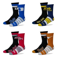 NCAA Duo 2 Pack Pair No Show Socks Mens Large Fits 10-13 Fan Gift Pack Team Gear