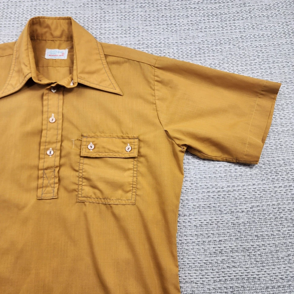 Vintage Austin Sage Shirt Mens Medium 70s Button Polo Collar 1970s Retro Top - Image 2 of 4