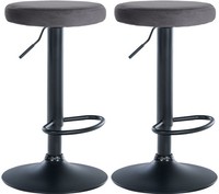 2Er Set Barhocker Ponte Samt Schwarz Dunkelgrau