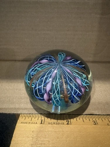 Vintage Italian Murano Swirl / Ribbon Glass Various Colors Paperweight ~3"