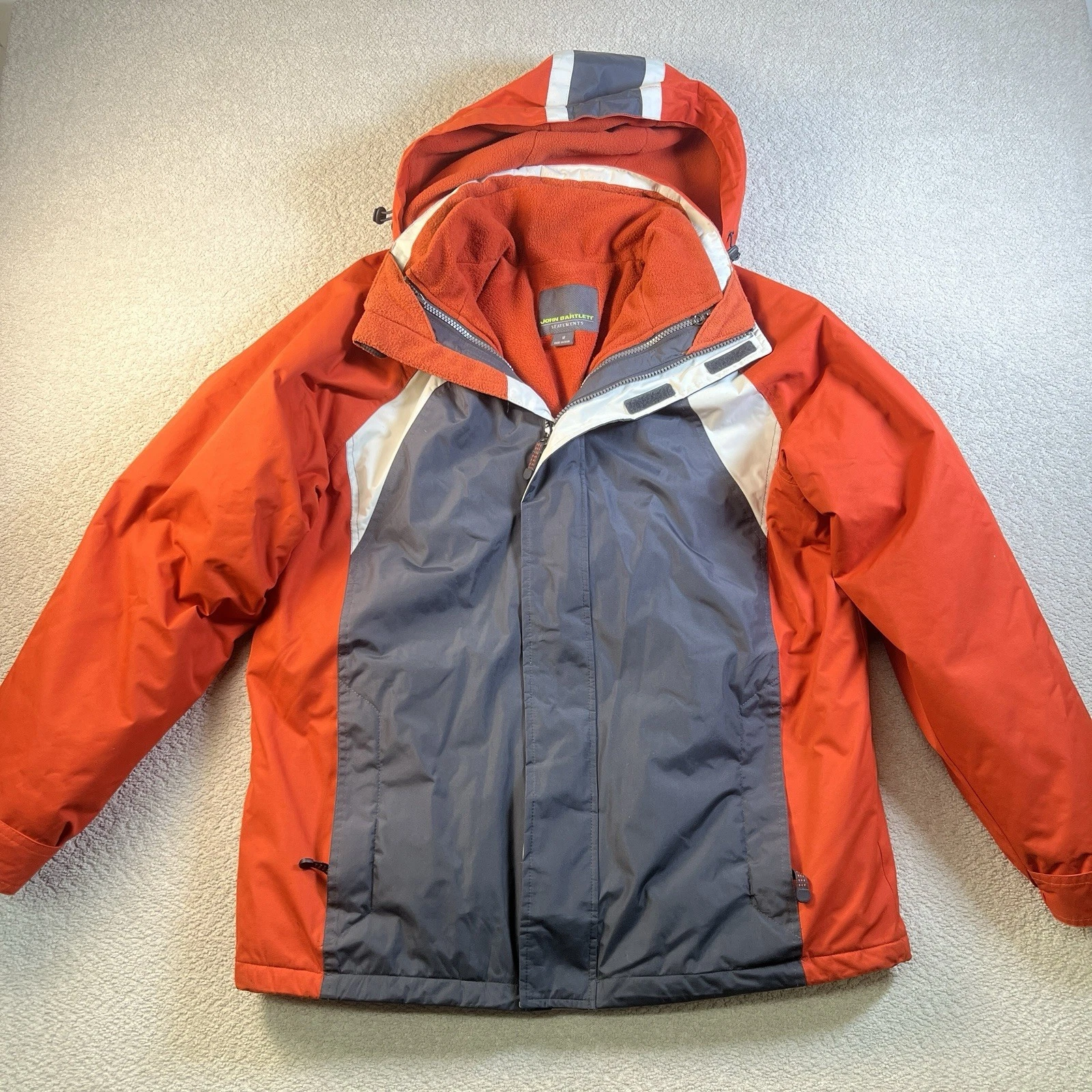 John Bartlett Statements 3 in 1 Hooded Parka Jacket Size Medium Gray & Orange